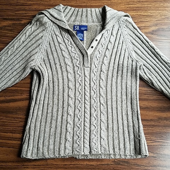 Vintage- SO... GSJC CABLE KNIT SNAP BUTTON SWEATER - Picture 2 of 8